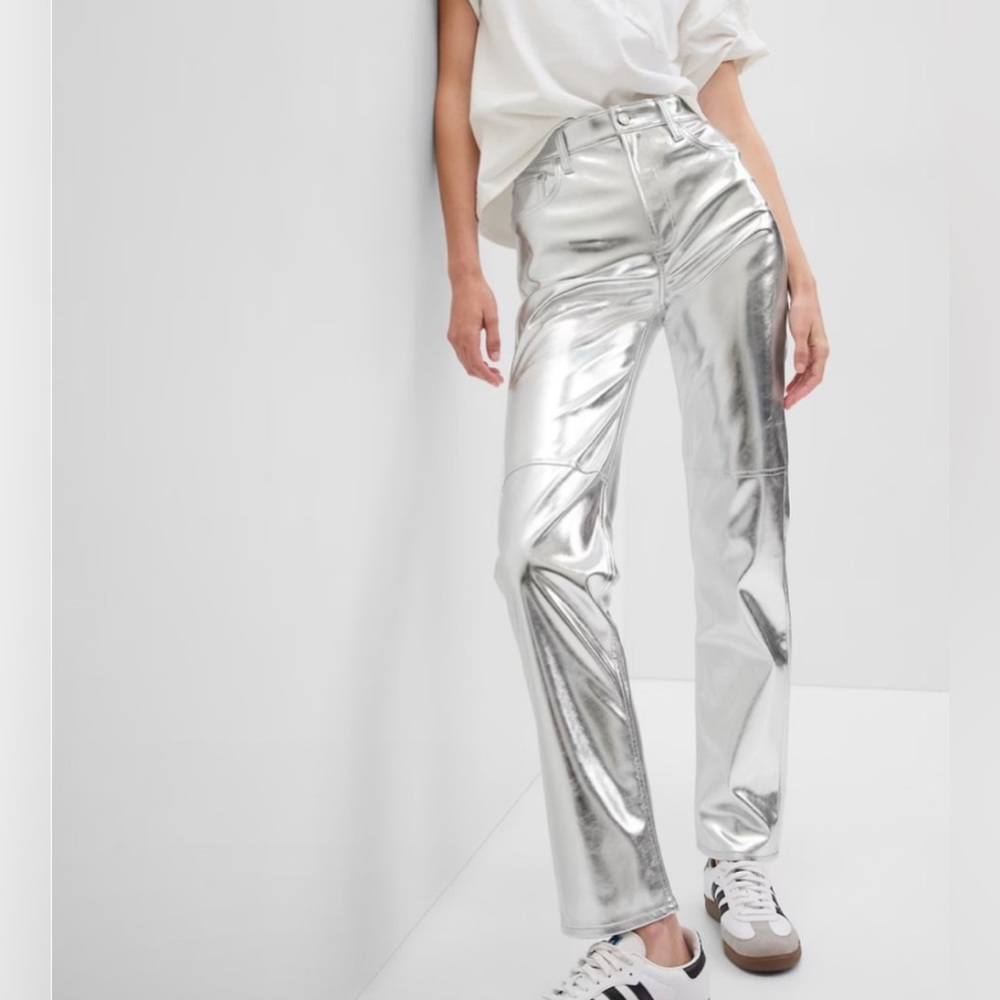 Gap High Rise Vegan Leather Cheeky Straight Pants Size 0